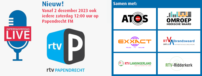 Nieuw, vanaf 2 december Zaterdagmiddag Live! ook op Papendrecht FM!